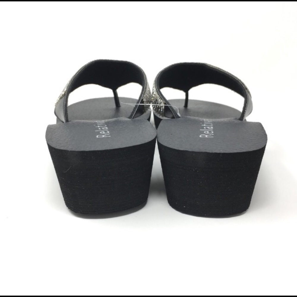 Silver Rhinestone Wedge Sandals - Picture 4 of 8